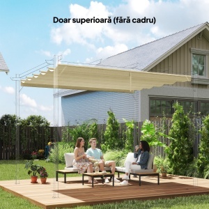 Copertină de Schimb pentru Pergolă de Grădină cu 10 Orificii de Drenaj, Acoperire din Poliester, 250x255 cm, Gri - Img 2