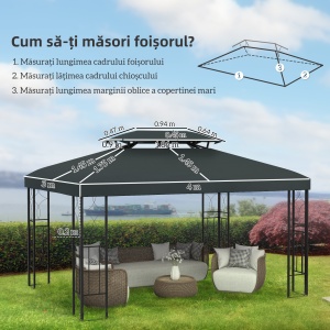Copertina pentru cort 4x3 m cu 2 niveluri, gri antracit - Img 3