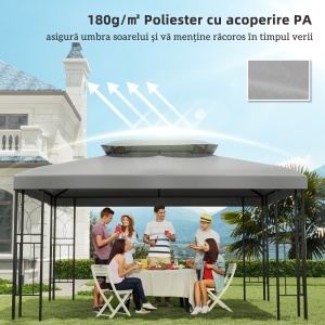 Copertina pentru cort 4x3 m cu 2 niveluri, gri deschis - Img 6