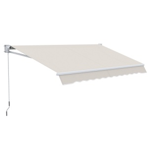Copertina pentru soare cu brate si actionare manuala, din aluminiu si poliester pentru exterior, 250x200 cm, alb crem - Img 1