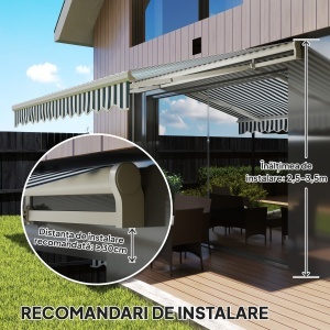 Copertină Retractabilă cu Braț Pliabil și Protecție UV, 395x 245 cm, Verde și Alb - Img 7