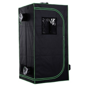Cort Hidroponic din Oxford 600D cu 5 Orificii de Ventilație Reglabile și Fereastră, 80x80x160 cm, Negru - Img 1