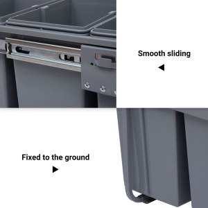 Cos Gunoi Ecologic 40L – 3 Compartimente Separate, Gri - Img 6