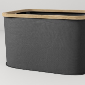 Coș Pliabil pentru Rufe de 36L cu Mânere, Coș pentru Rufe din Bambus și Poliester, 44,3x33,3x26,5 cm, Negru - Img 8