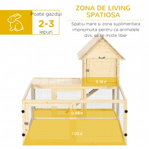 Cotet din molid cu tava detasabila, 3 usi si zona exterioara, 151,5x106x97 cm, culoare lemn - Img 4