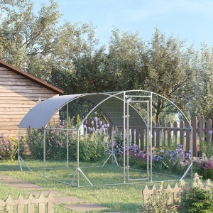 Coteț pentru Găini de Exterior, 2.8x3.8x2m Recintă din Oțel Zincat cu Acoperiș Impermeabil Anti-UV și Încuietoare, Găini, Iepuri și Rațe - Img 2