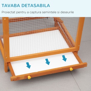 Cotet pentru Păsări Exterior din Lemn cu 2 Uși și Tava Extensibilă 68×63×165 cm - Img 4