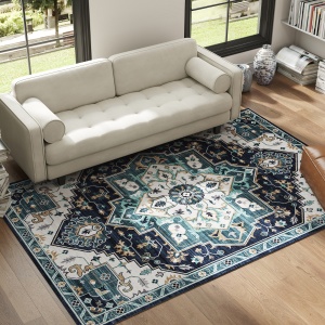 Covor Boho Antiderapant și Lavabil cu Fir Scurt 230x160cm Multicolor - Img 2