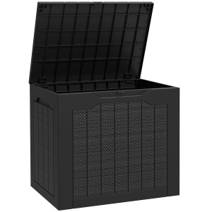 Cufăr de Exterior de 93L cu Mânere Integrate și Cârlig pentru Lacăt, 56x41x50 cm, Negru - Img 1