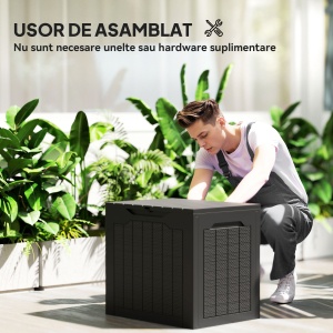 Cufăr de Exterior de 93L cu Mânere Integrate și Cârlig pentru Lacăt, 56x41x50 cm, Negru - Img 4