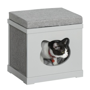 culcus din lemn pentru pisici 41x30x36 cm gri - Img 1