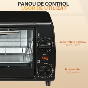 Cuptor electric 10L temperatura reglabila si temporizator, grila si tava incluse, 750 W, 36,5x26x22cm, negru - Img 7