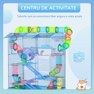 Cusca Hamsteri 5 Etaje – Albastra cu Accesorii Incluse - Img 6