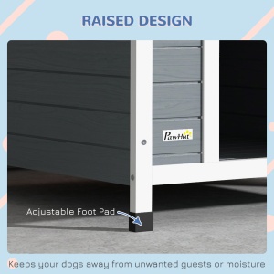 Cușcă pentru Câini, Casă din Lemn pentru Câini cu Podea Detașabilă, Adăpost pentru Animale de Companie cu Lemn Anticoroziv, 84x99x87 cm, Gri - Img 7