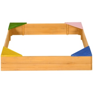 Cutie din Lemn pentru Nisip pentru Copii, Cutie pentru Nisip cu Material Netesut si 4 Scaune - Img 6