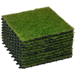 Dale pentru Gradina cu Iarba Sintetica 30x30cm 10 Bucati, Gazon Artificial Realist, Densitate 6500 Verde - Img 1