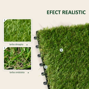 Dale pentru Gradina cu Iarba Sintetica 30x30cm 10 Bucati, Gazon Artificial Realist, Densitate 6500 Verde - Img 6