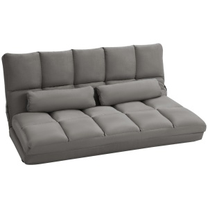 Divan de Podea 2 în 1 cu Spătar Reglabil în 7 Niveluri și Perne, 130x73x60 cm, Gri Carbonizat - Img 1