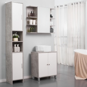 Dulap Baie Coloana – 30×30×180 cm, Lemn Efect Ciment - Img 2