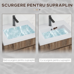 Dulap cu Chiuvetă Suspendat cu Montare pe Perete, Sertar și Sistem de Închidere cu Amortizare, 60x45,5x45 cm, Maro - Img 6