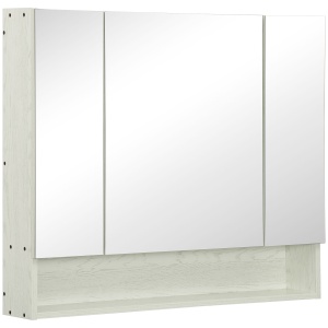 Dulap cu oglinda cu raft reglabil, MDF Sticla 90x15x75cm, Alb - Img 1