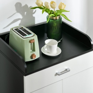 Dulap cu sertar si raft reglabil, din MDF, 60x40x90cm, Alb Negru - Img 9
