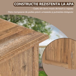 Dulap de Exterior din Lemn cu 2 Uși, Căsuță de Grădină pentru Unelte cu Acoperiș Impermeabil, 77x55x72 cm, Maro - Img 6