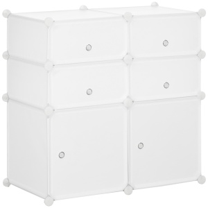 Dulap Haine Dulap Pantofi Modular din Plastic 6 Cuburi Alb, 75x37x73cm - Img 1