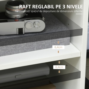Dulap Imprimanta – Alb 60×50×65,5 cm cu Rafturi & Spatiu Depozitare - Img 5