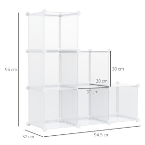 Dulap interior modular pentru pantofi, 6 cuburi din plastic PP, 94,5x32x162cm, transparent - Img 3
