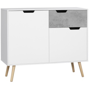Dulap modern pentru depozitare, dulap decorativ cu sertar, 2 usi pentru dormitor, living, hol, gri deschis - Img 1