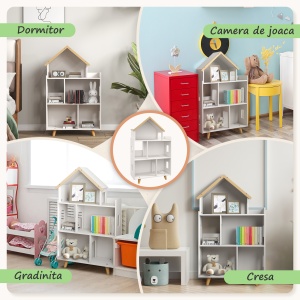 Dulap Organizator Jucarii Copii – 3 Nivele cu Raft Carti - Img 6