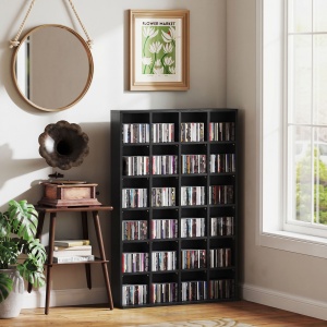 Dulap pentru CD-uri pentru 456 CD-uri sau 336 DVD-uri, 24 Compartimente, 89x20x130.5 cm Negru - Img 7
