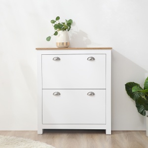 Dulap pentru Pantofi cu 2 Sertare pentru 12 Perechi de Încălțăminte, Dulap de Depozitare, 79x23x90,5 cm, Alb - Img 2