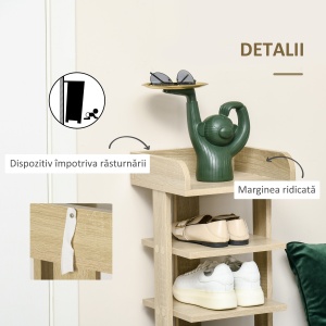 Dulap pentru Pantofi din Lemn 6 pantofi cu Raft de depozitare 32x30x104cm - Img 5