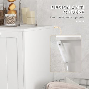 Dulap Spalatorie – 2 Cosuri Rabatabile & Spatiu Depozitare, Alb - Img 6
