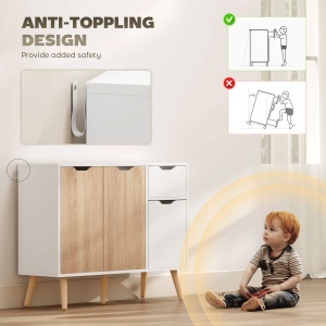 Dulapior Multifunctional din Lemn cu Sertar si Dulapioare in Stil Nordic, 90x30x72cm - Img 6
