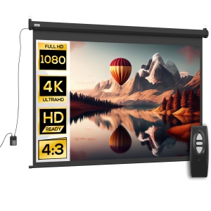 Ecran de Proiecție 100 inch, Format 4:3 Reglabil cu Telecomandă, Ecran de Proiecție Compact, 203x152 cm, Negru - Img 1