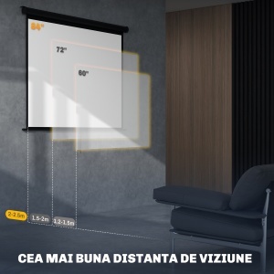 Ecran de Proiecție 84", Format 4:3, Unghi de 160° și Montare pe Tavan sau Perete, Negru - Img 6