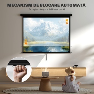 Ecran de Proiecție 84", Format 4:3, Unghi de 160° și Montare pe Tavan sau Perete, Negru - Img 8