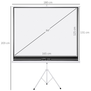 Ecran de Proiecție 84 inch cu Stativ, Suprafață de Proiecție 4:3, Pliabil și Reglabil pe Înălțime, 171x128 cm, Alb - Img 3