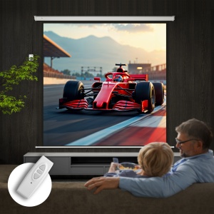 Ecran de Proiecție de 120 inch cu Telecomandă, Suprafață de Proiecție din Plastic și Metal, 236,5x8x236,5 cm, Alb - Img 2