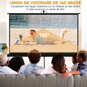 Ecran de proiecție pliabil de 84" format 16:9 cu trepied ajustabil, 200x8x118 cm, negru - Img 4