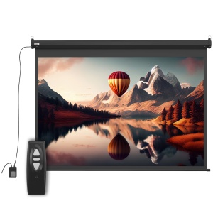 Ecran pentru Proiector de 84 inch, Reglabil cu Telecomandă, Ecran de Proiecție Compact, 171x130 cm, Negru - Img 1