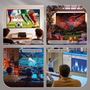 Ecran Proiector 120 Inch 4K/8K HD Format 16:9, Reglabil Manual, Lavabil, Unghi de Vizualizare 160°, pentru Acasă, Cinema, Birou, Alb - Img 8