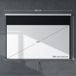 Ecran Proiector, Pânză pentru Proiector cu Fixare pe Perete și Tavan pentru Acasă și Birou, 236.8x8x158 cm, Alb - Img 3