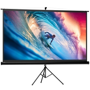 Ecran Proiector Pliabil de 100" Format 16:9 cu Treppied Reglabil, 235.8x8x136 cm, Negru - Img 1