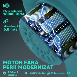 Ferăstrău cu Acumulator 2 în 1 cu Tijă Telescopică și Motor Brushless Albastru - Img 5