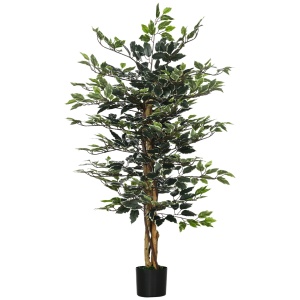 Ficus artificial in ghiveci cu 702 frunze multicolore, Plante artificiale pentru interior si exterior, pentru decorarea casei, biroului, camerei de zi, 130 cm - Img 1