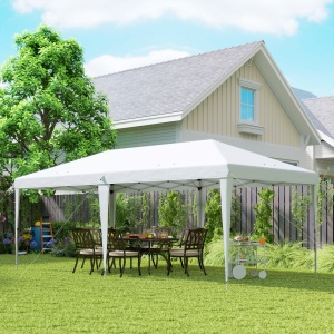 Foișor 6 x 3 m Pavilion de Grădină Pop-Up Pliabil cu Geantă Inclusă din Oțel Epoxidic și Țesătură Oxford de Înaltă Densitate Gri - Img 9